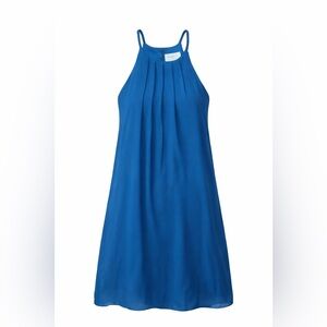Everly Blue Pleated Halter Swing Mini Dress Women’s Small Great Condition